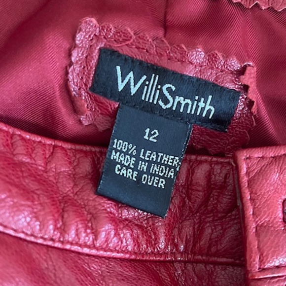 Vintage Willi Smith Red Leather Straight Leg Pants Size 12 - Picture 4 of 4